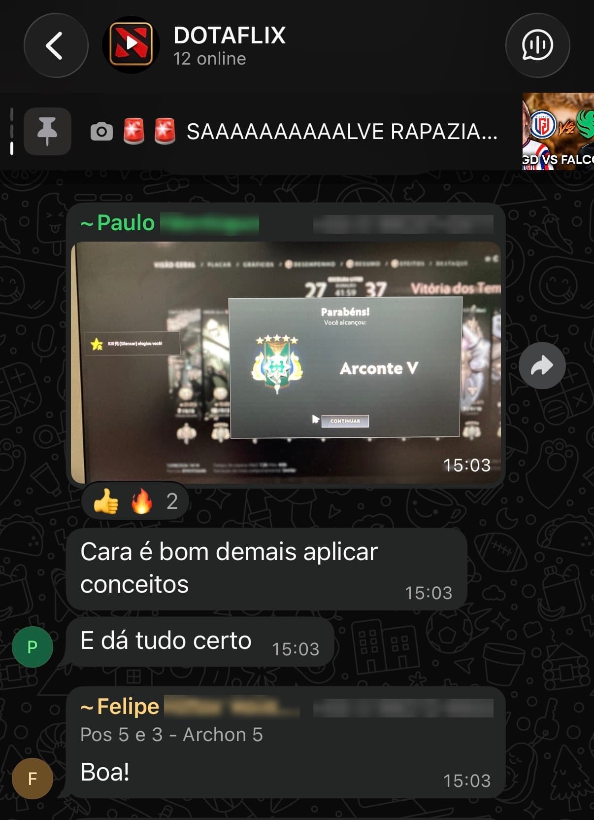 Depoimento de aluno da DOTAFLIX