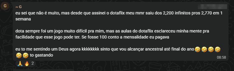 Depoimento de aluno da DOTAFLIX